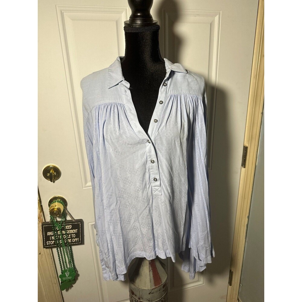 Free People Light Blue Button Down Shirt